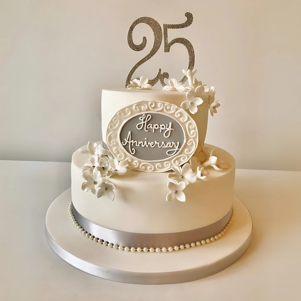 25th Wedding Anniversary Cake 2 Tier