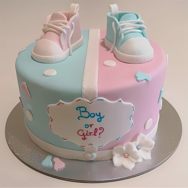 Blue and Pink Baby Shower Cake