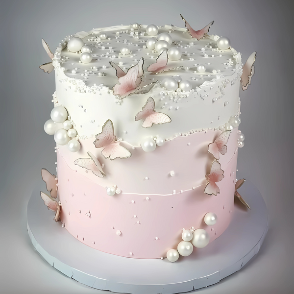 Butterfly Cake Pink and White