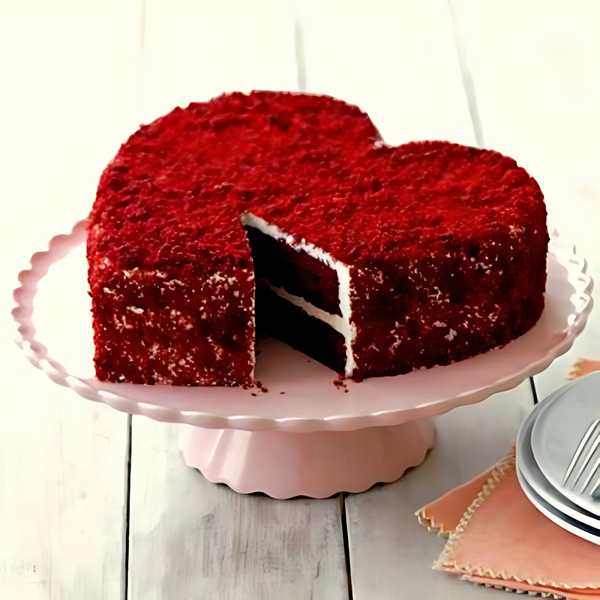 Red Velvet Heart Shaped Cake